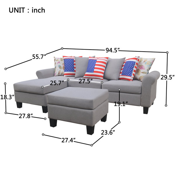 Charlton Home® 94.5" Left Hand Facing Sectional with Ottoman Wayfair